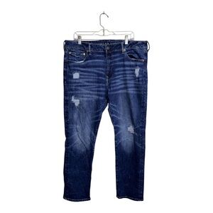 American Eagle Men’s Airflex 360 Slim Fit Jeans Dark Wash Distressed 38 X 30